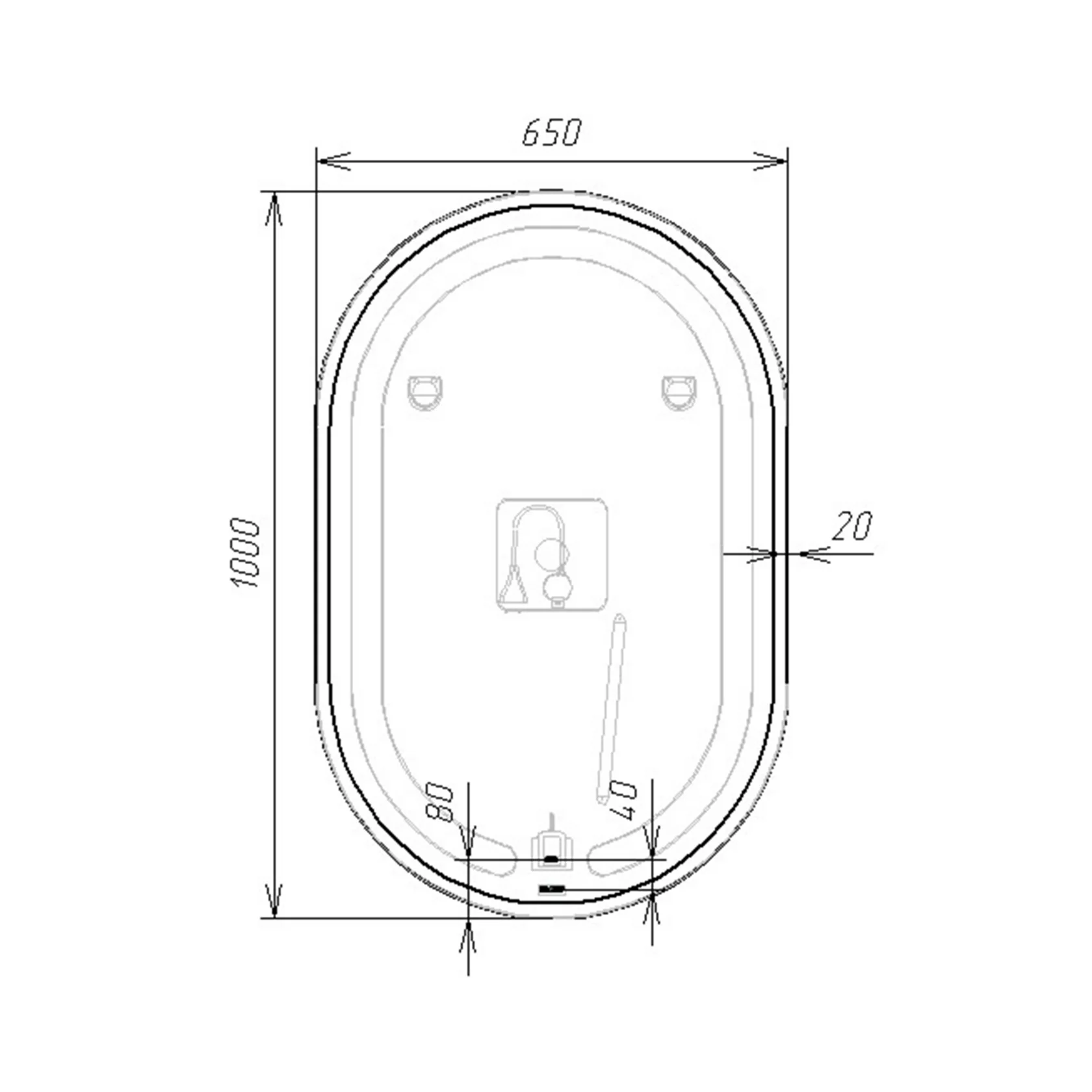 Зеркало VIANT МАРСЕЛЬ с подсветкой 65х100 (VMAR65100-ZLED) Зеркало VIANT МАРСЕЛЬ с подсветкой 65х100 (VMAR65100-ZLED)