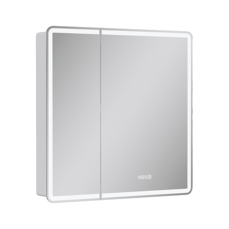 Зеркальный шкаф EQUIL Nice LED 80 с часами белый Зеркальный шкаф EQUIL Nice LED 80 с часами белый