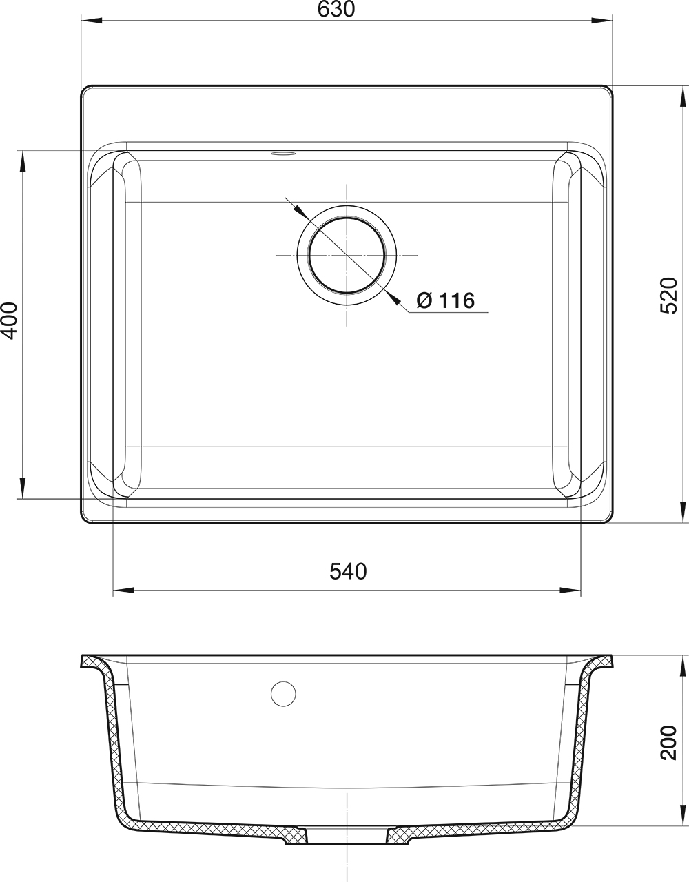 RIVELATO Мойка AXEL 60  1-чаша 630*520мм grigio metallizzato арт.