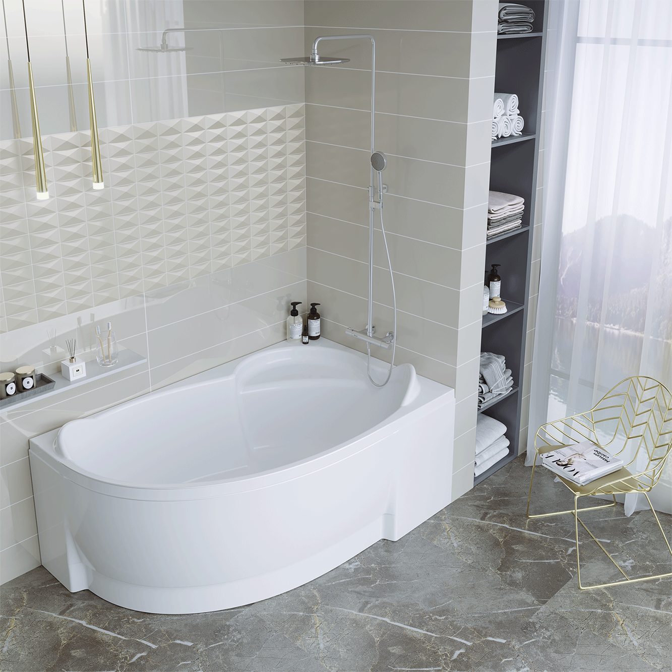 Ванна акриловая ALEX BAITLER RITSA R 170*105 белая