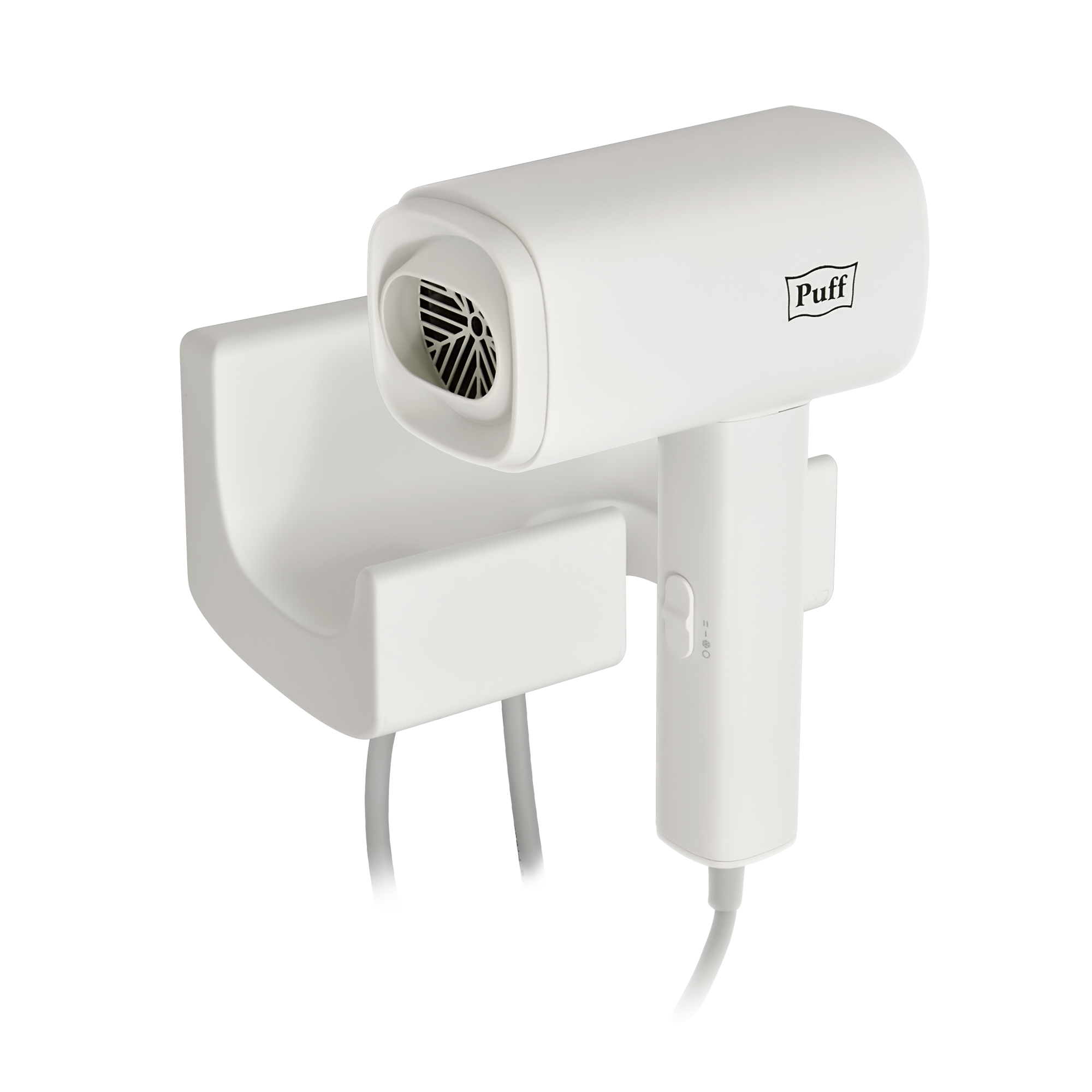 Фен для волос настенный PUFF-1601 белый матовый, 1,6 кВт (1405.010)
