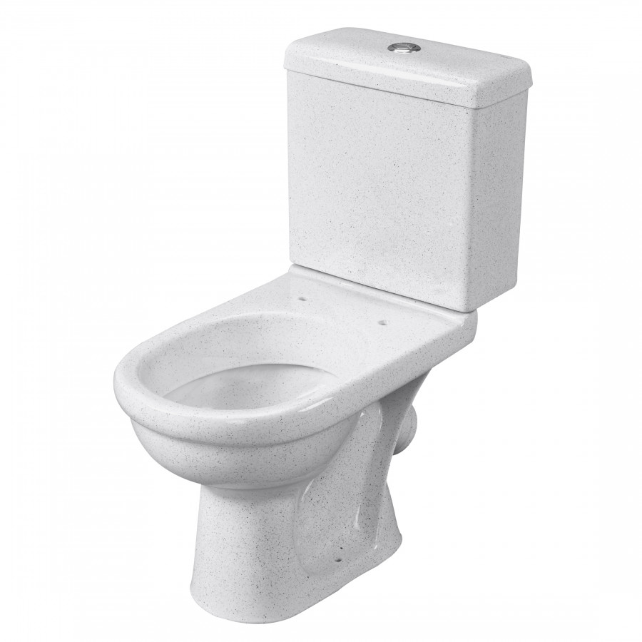 Унитаз-компакт "Визит" косой выпуск, с 1-реж. кнопочной арм.  и сид. п/п "Уклад,крап на белом. SANTE Унитаз-компакт "Визит" косой выпуск, с 1-реж. кнопочной арм.  и сид. п/п "Уклад,крап на белом. SANTE