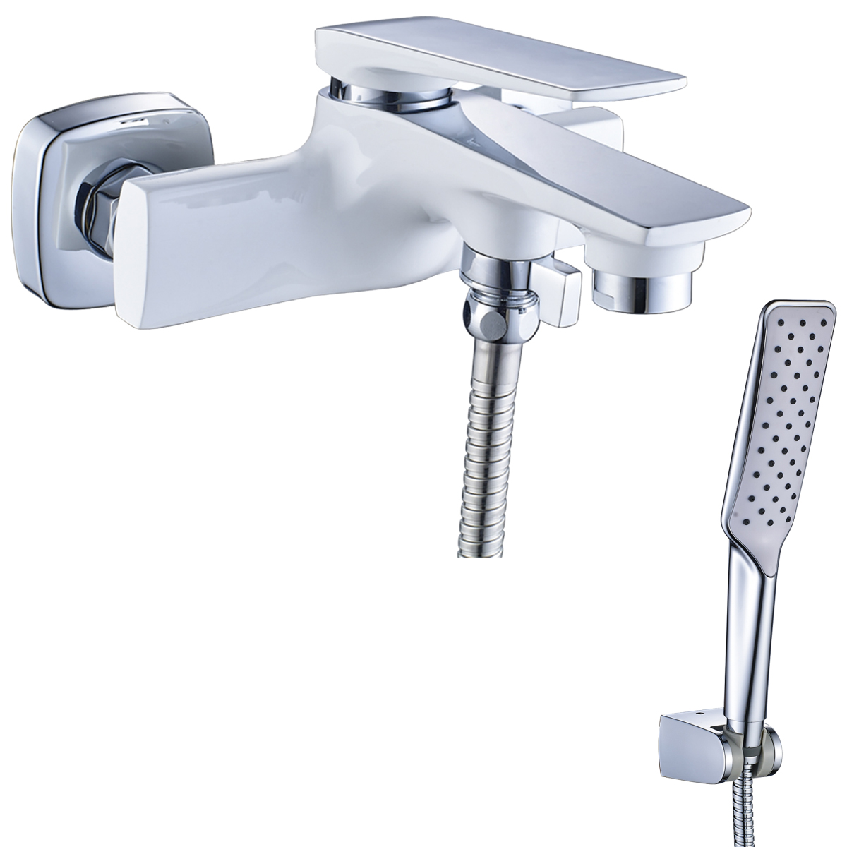 Allegro Смеситель для ванны, монолитный излив 172мм лейка, р/ОД, хром/белый, LM, LM5914CW