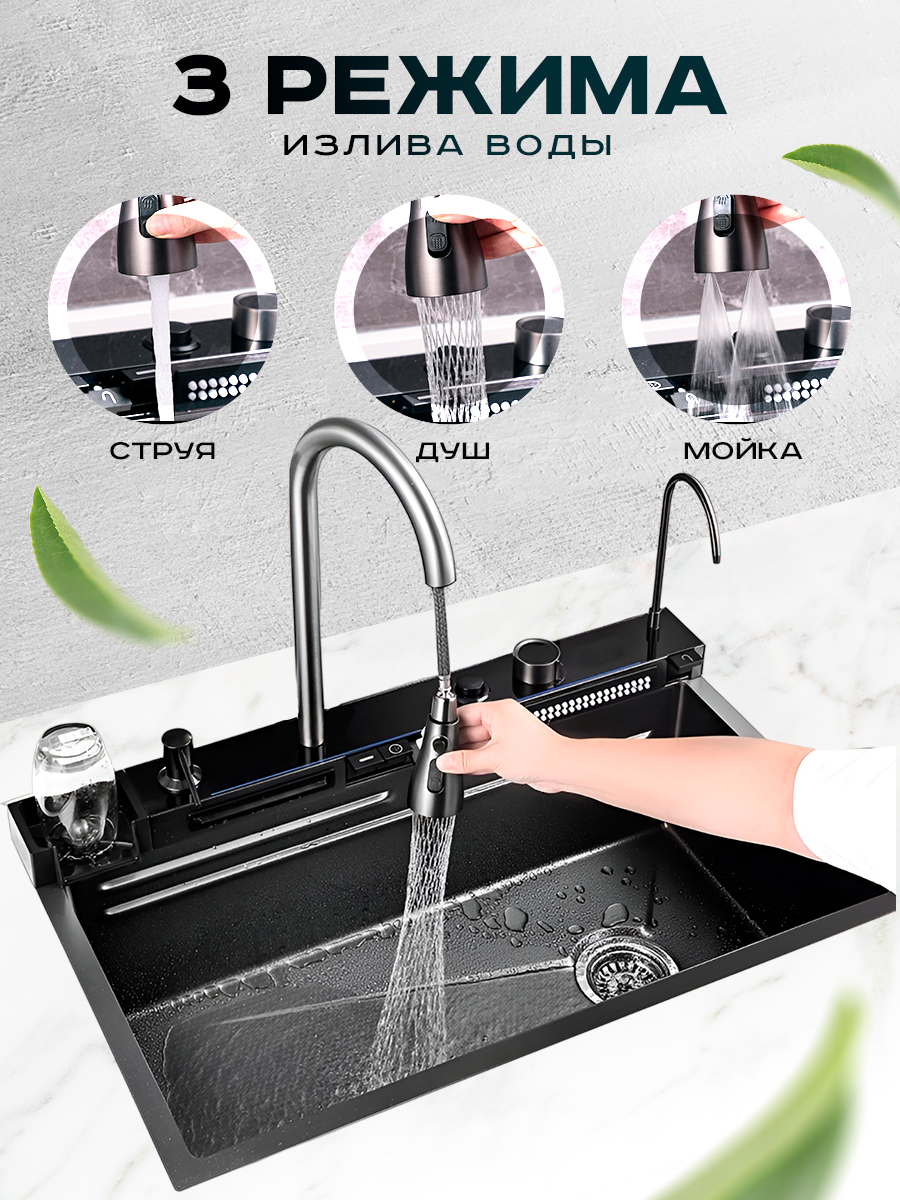 Кухонная мойка многофункциональная ПРОФСАН PSM-9941ST готовое решение со смесителем, нержавеющая сталь