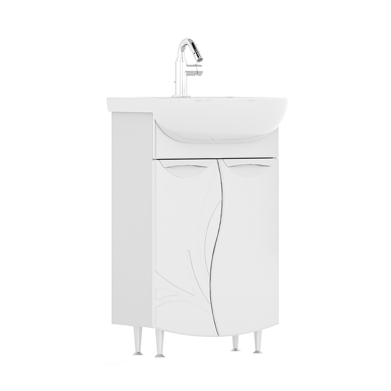 Тумба Adel 50, напольная, 2 дв., белая (под раковину Ладога 50), VOLNA