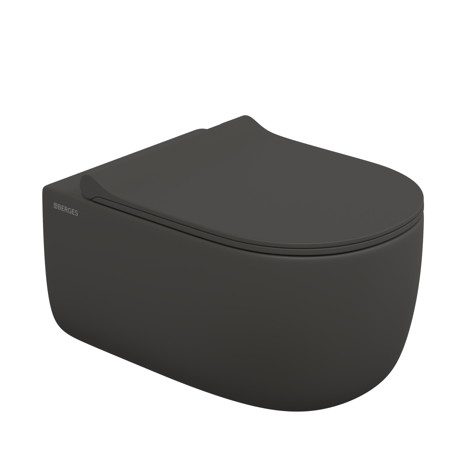 Унитаз подвесной EGO XL, микролифт, быстросъемное, антрацит матовый, BERGES Унитаз подвесной EGO XL, микролифт, быстросъемное, антрацит матовый, BERGES