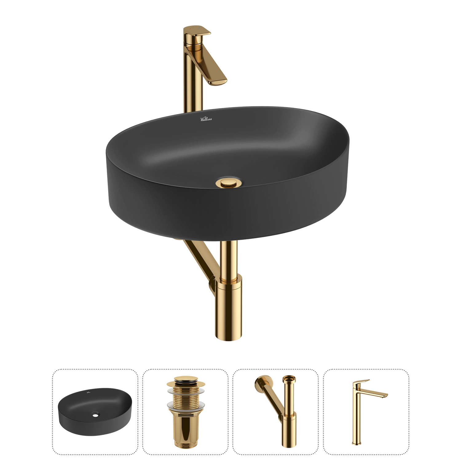 Накладная раковина для ванной комнаты Wellsee Belle Spa 2.0 20212601R в наборе 4 в 1: раковина матов