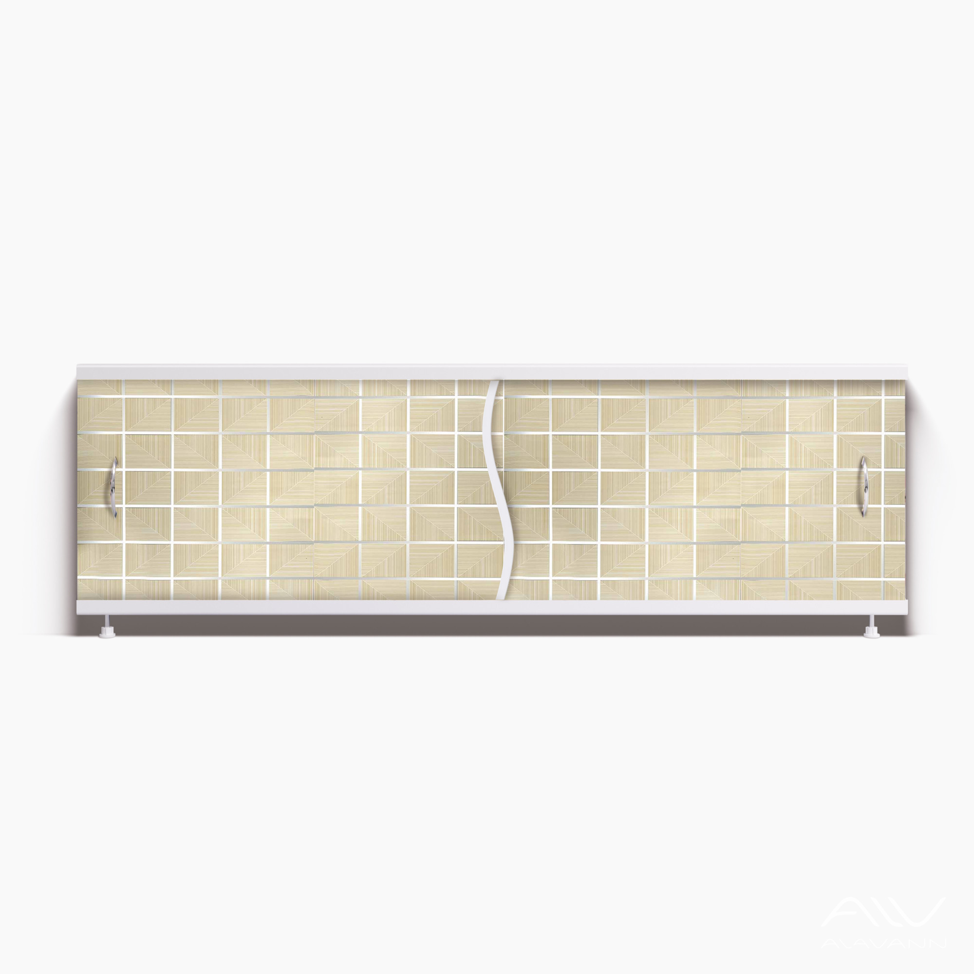 ПРЕМЬЕР Экран для ванны 150 см, полистирол,(плитка бежевая-045), ALAVANN