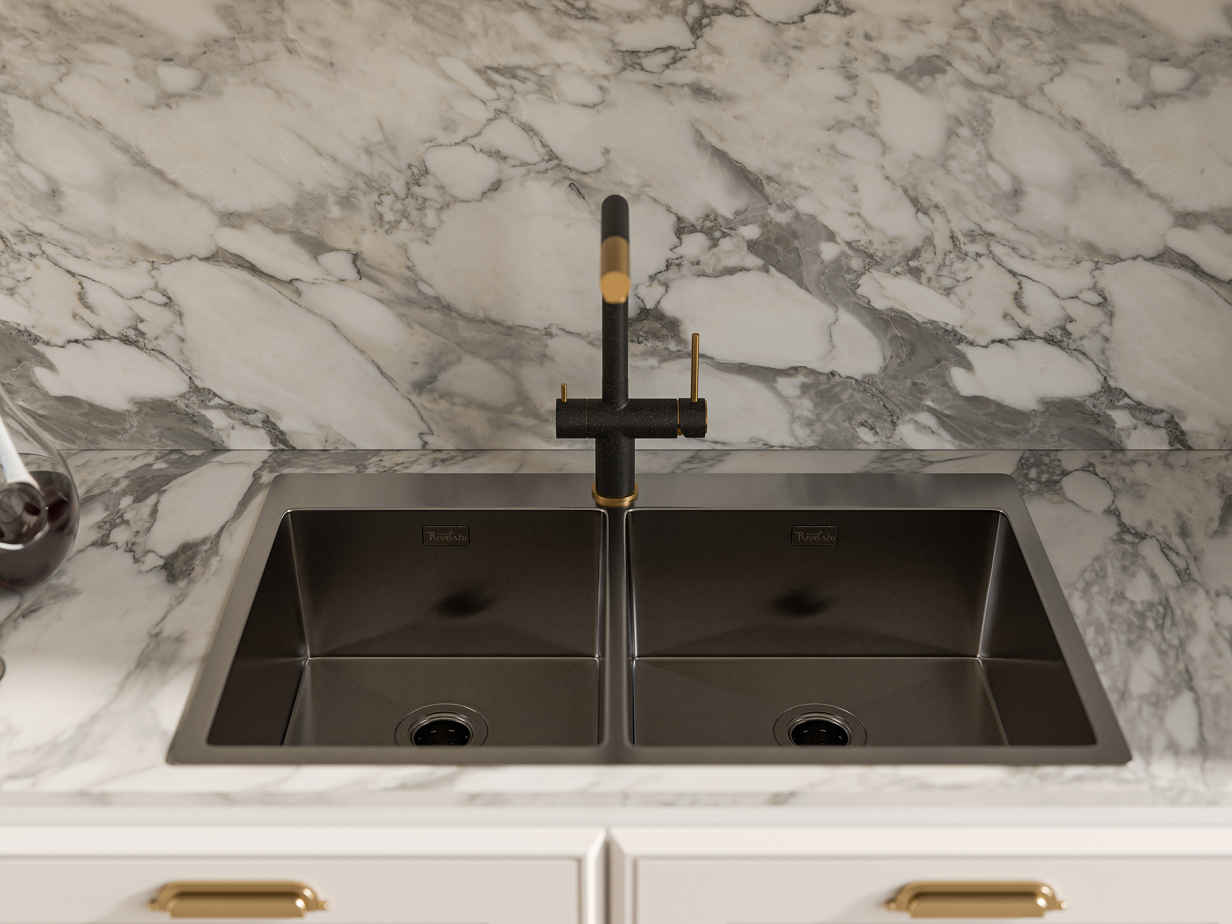 Rivelato Rinox 8050 Мойка нерж.сталь 1 чаши 800*500*200 мм в комплекте (доска, коландер, рол мат) арт.8050 