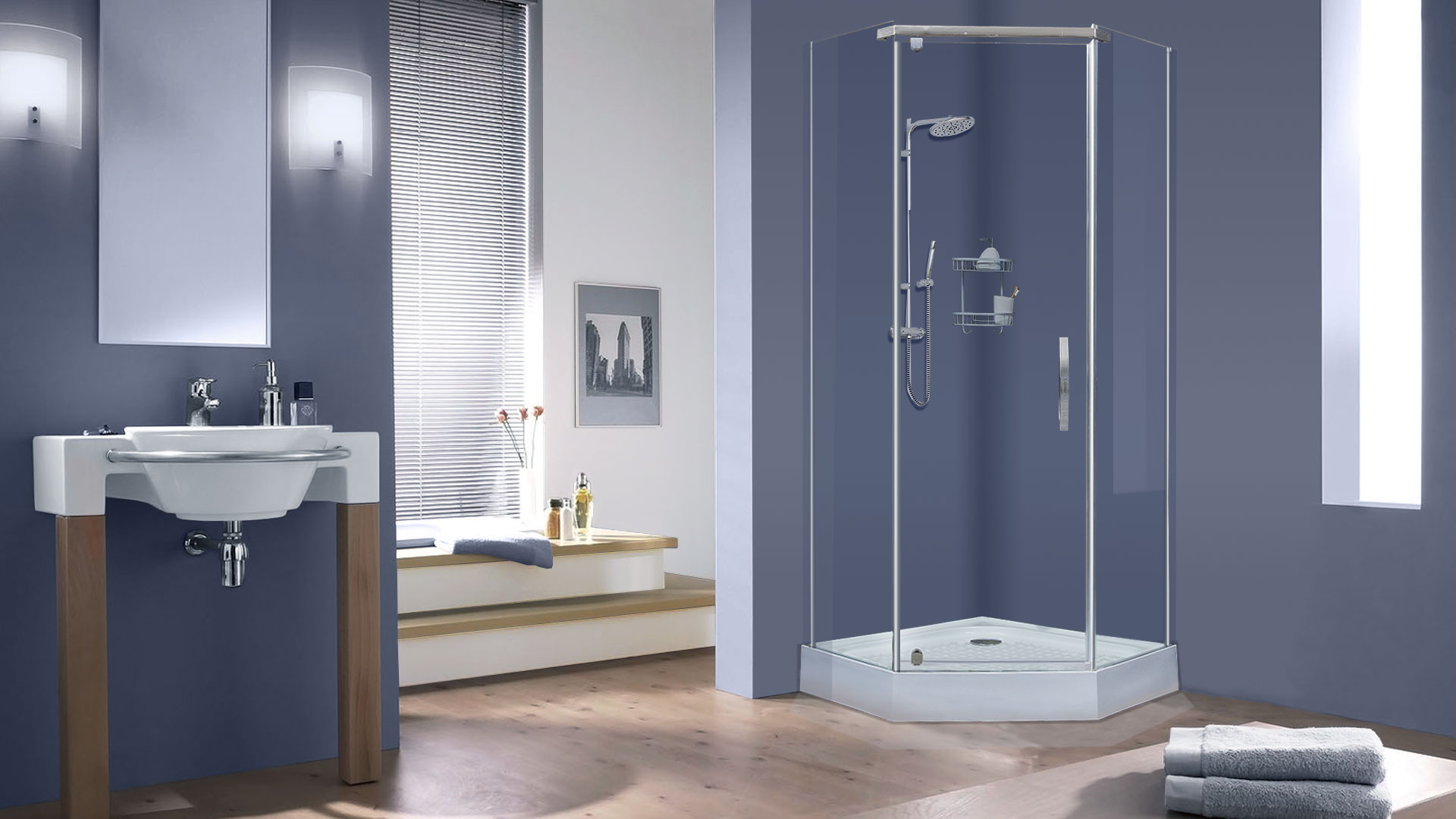 Душевой уголок ALEX BAITLER 2 серия AB215-90 прозрачное стекло