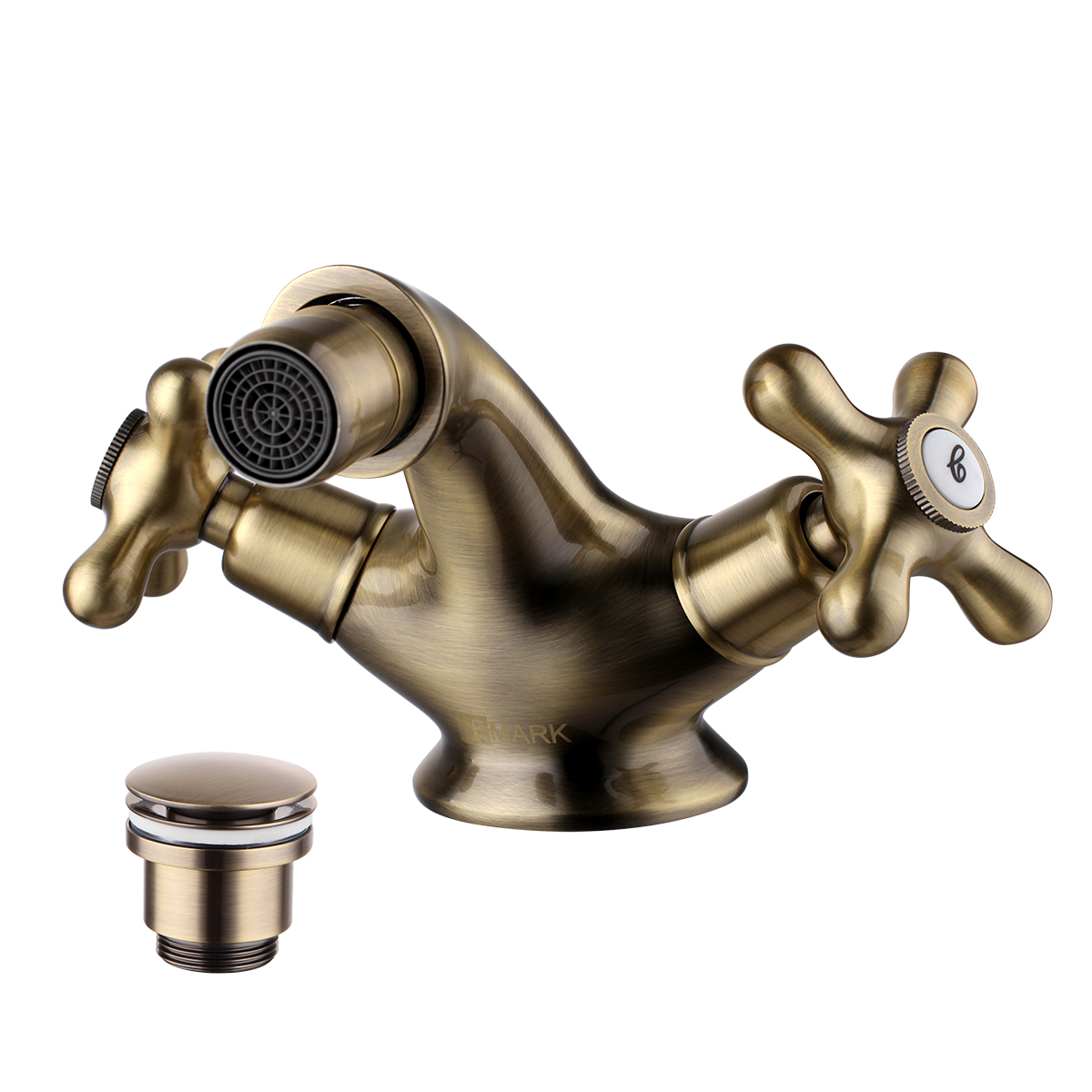 Vintage Смеситель для биде, пов.аэратор 110мм дон.клап.Click/Clack, р/ДВ, бронза, LM, LM2808B