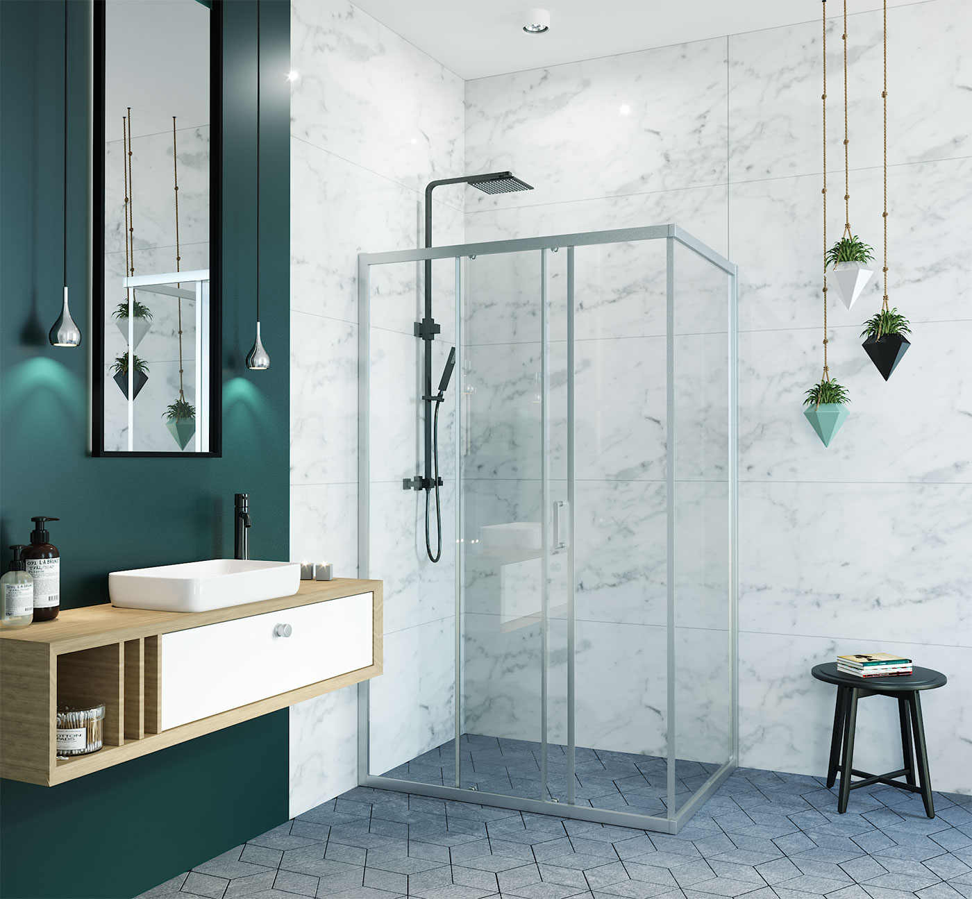 Душевой уголок ALEX BAITLER 1 серия AB14120X1 прозрачное стекло