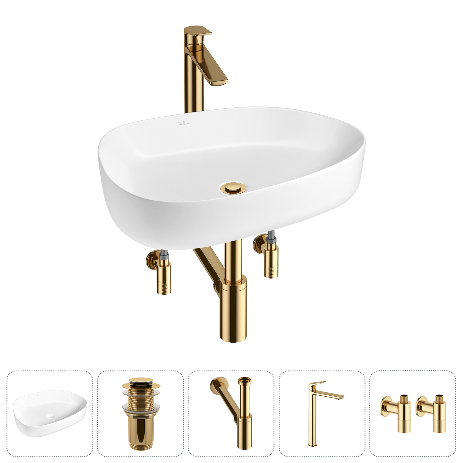 Накладная раковина для ванной комнаты Wellsee Belle Spa 3.0 20212731R в наборе 5 в 1: раковина белый