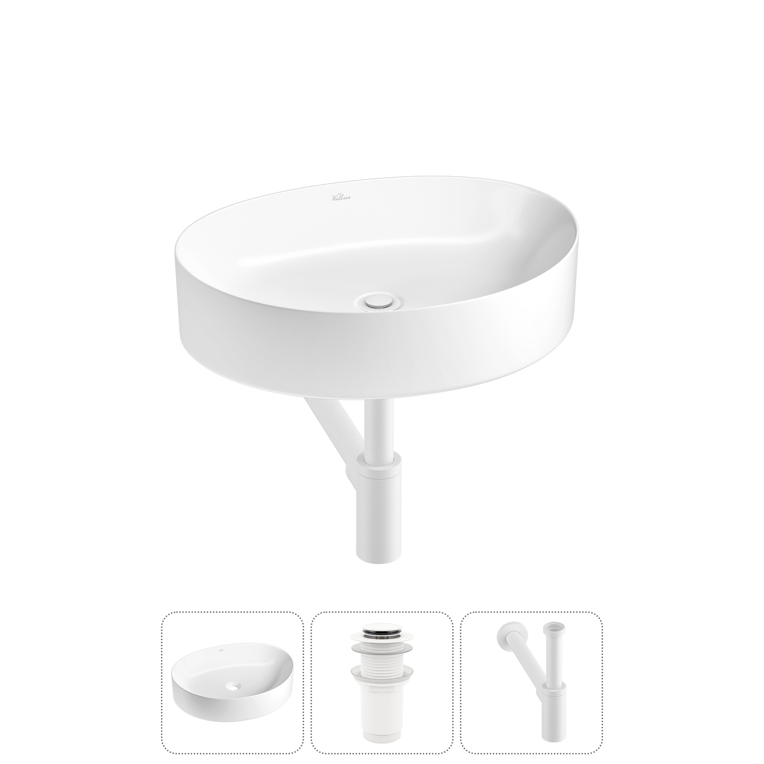 Накладная раковина для ванной комнаты Wellsee Belle Spa 2.0 20212584R в наборе 3 в 1: раковина белый