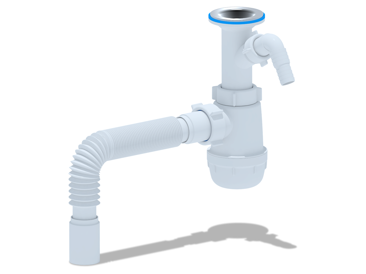 Сифон для мойки АНИ Пласт Грот A2005 1 1/2 дюйма 40 с отводом для стиральной машины с гибкой трубой 40х40