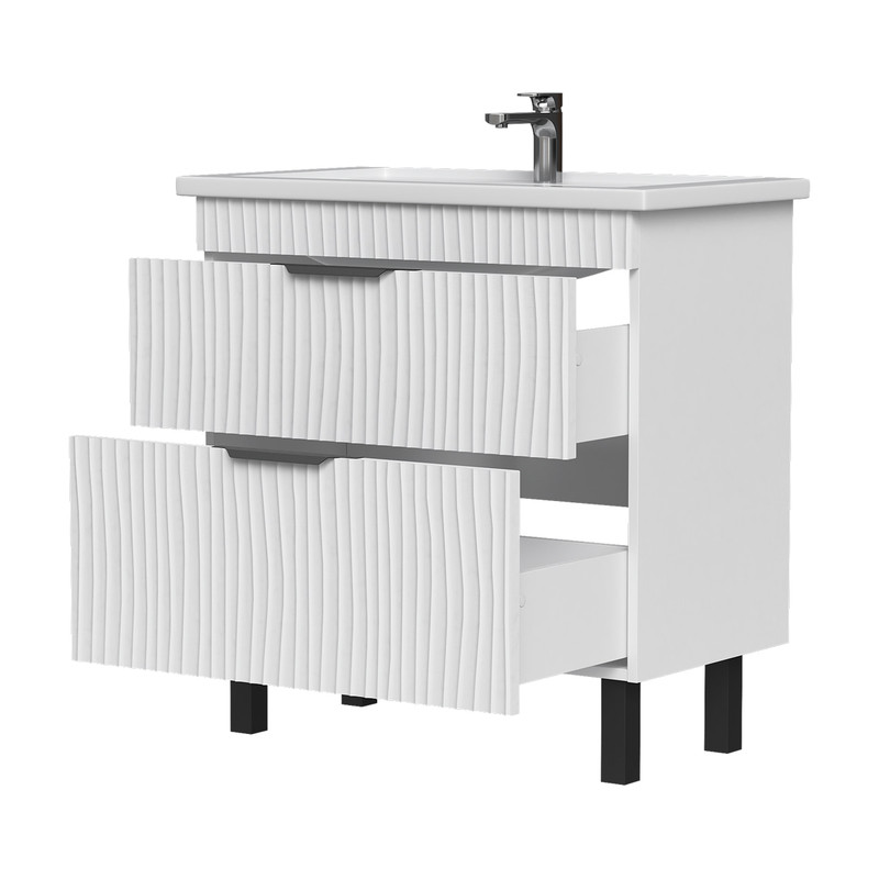 Тумба Lotti 80, напольная 2 ящ., белая (под раковину Миранда 80), VOLNA