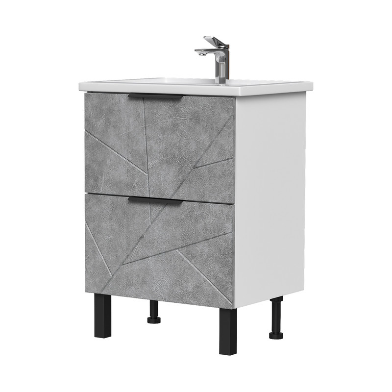 Тумба Twing 70, напольная, 2 ящ., бетон (под раковину Фостер 70), VOLNA