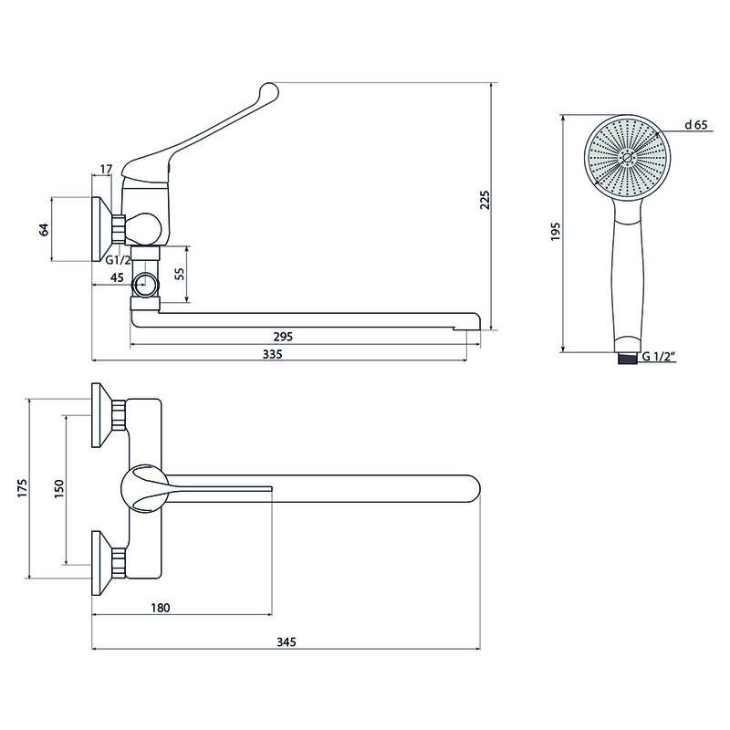 Смеситель для ванны СЛАВЕН Хирург СЛ-ОД-Х31 с локтевым управлением хром
