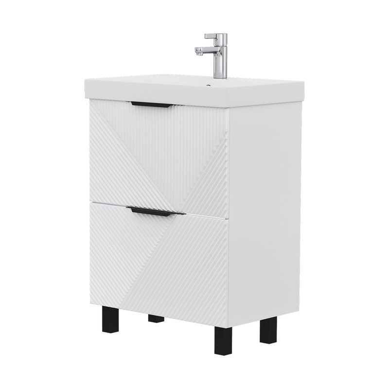 Тумба Geometry 60, напольная, 2ящ., белая (под раковину 9696-60), VOLNA