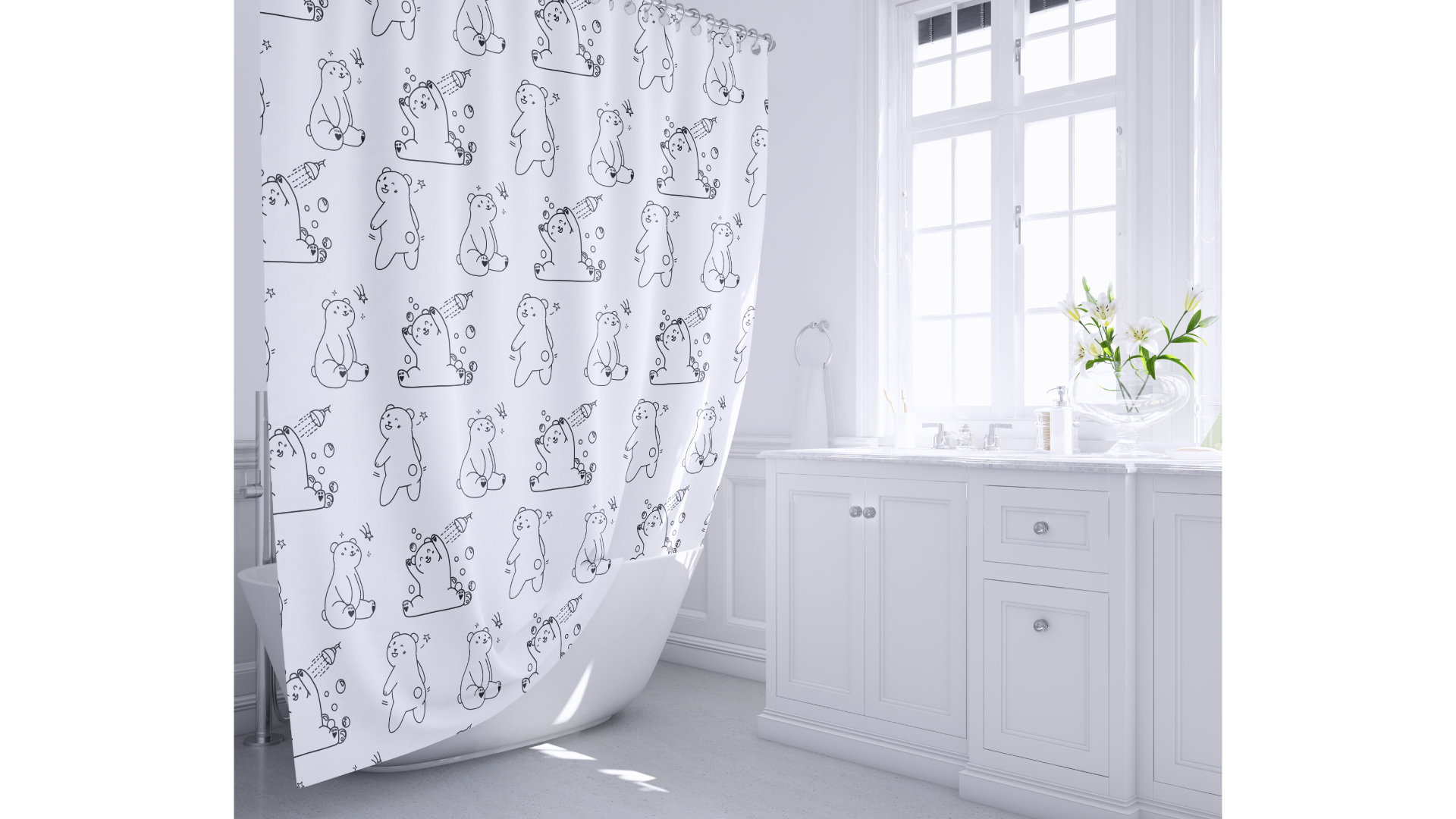 Шторка для ванной Fixsen Teddy Wash FX-1505, без колец