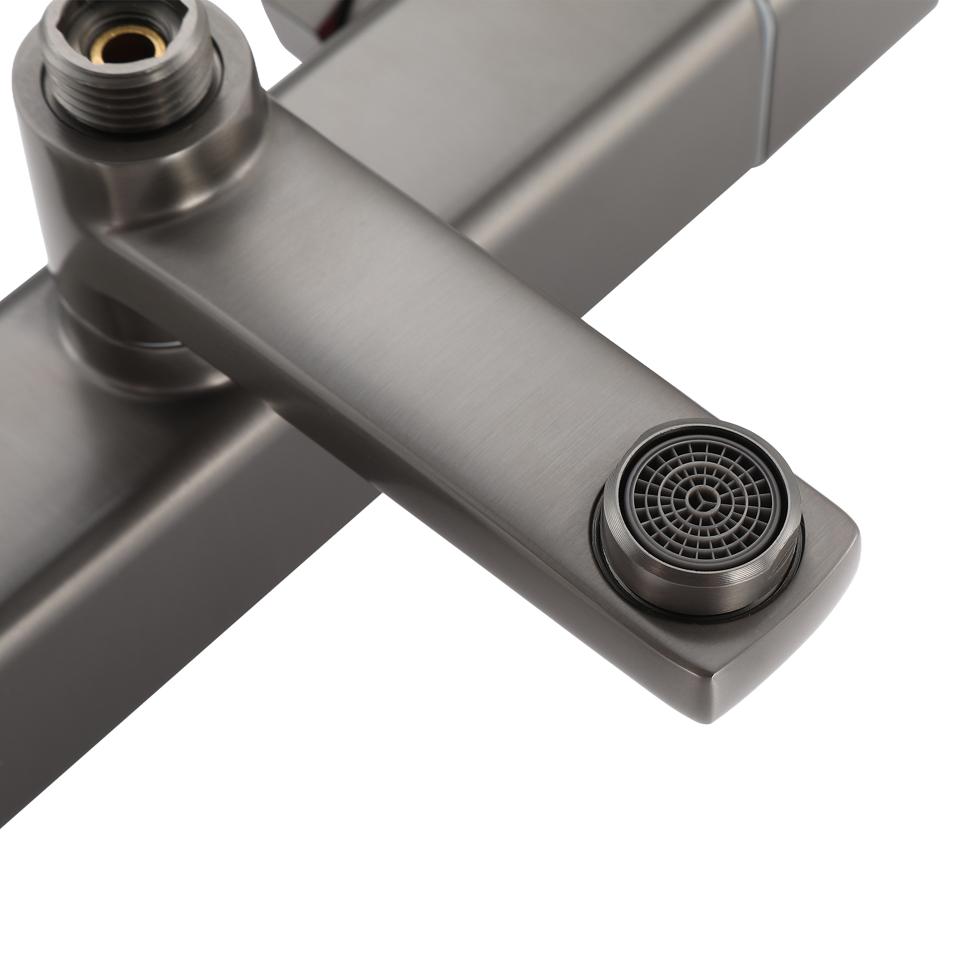 RAIN Смеситель для ванны с душевой стойкой и тропическим душем, вороненая сталь, TOKITO