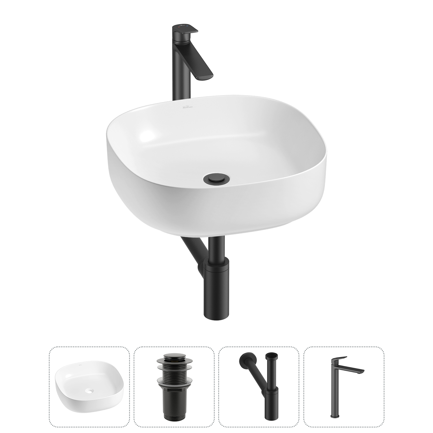 Накладная раковина для ванной комнаты Wellsee Belle Spa 3.0 20212698R в наборе 4 в 1: раковина белый