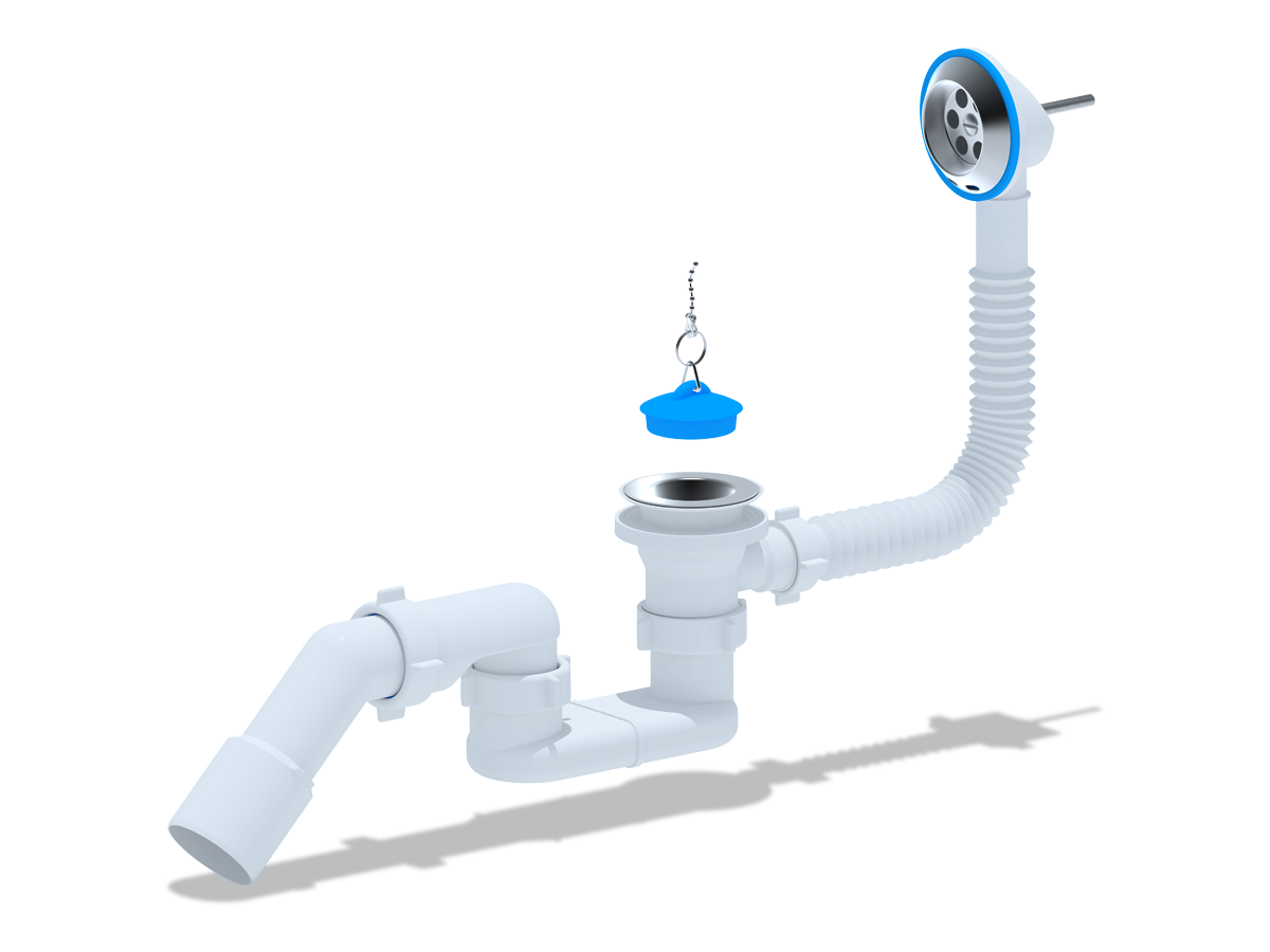 Сифон Ани для ванны с вып/перплоский с трубой 45 40/50, ANI PLAST