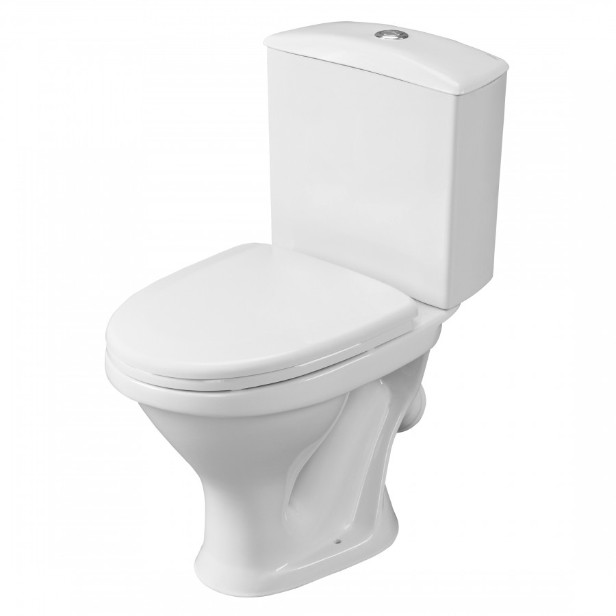 Унитаз-компакт "Вест" косой выпуск, с кнопочной арматурой и сиденьем  SANTERI Унитаз-компакт "Вест" косой выпуск, с кнопочной арматурой и сиденьем  SANTERI