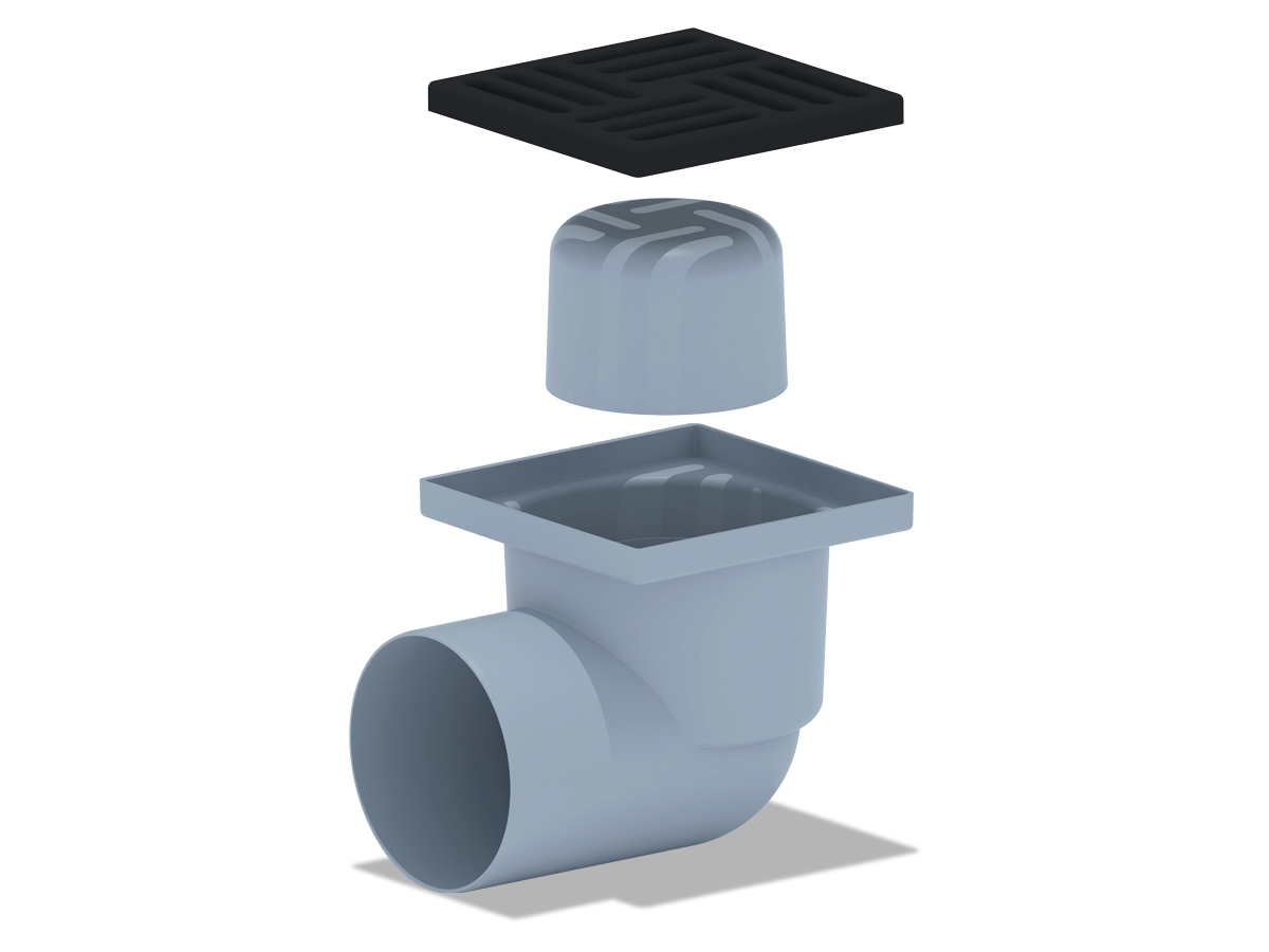 Трап для душа АНИ Пласт TA1116 горизонтальный нерегулируемый с выпуском 110 мм и чугунной решеткой 150х150 мм