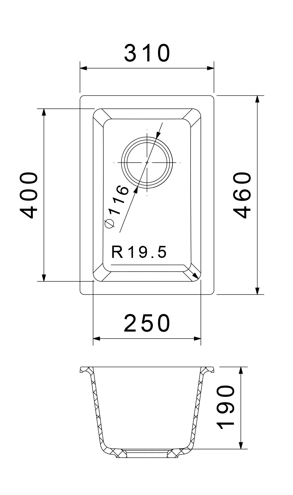 RIVELATO Мойка 245 BERKANA подст.монтаж 1-чаш 305*455 antracite RIVELATO Мойка 245 BERKANA подст.монтаж 1-чаш 305*455 antracite