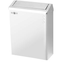 Контейнер для мусора настенный из нержавеющей стали белый 23 л. С крышкой и замком
