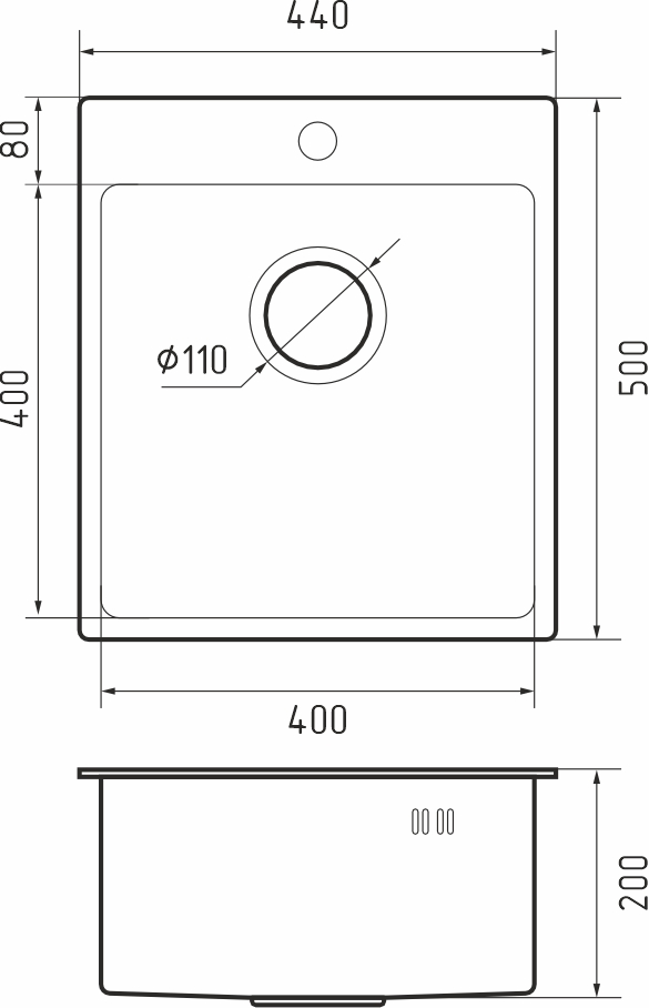 Rivelato Rinox 4450 PVD black Мойка нерж.сталь 1 чаша  440*500*200 мм арт.4450 PVD black купить оптом и для комплектации объектов в компании «Лаваль».