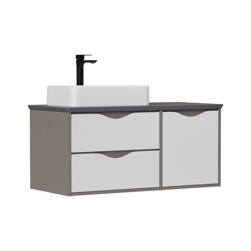 Тумба EQUIL Smile 40 под столешницу (100L 120L) подвесная 1дв. R белый/лен антрацит