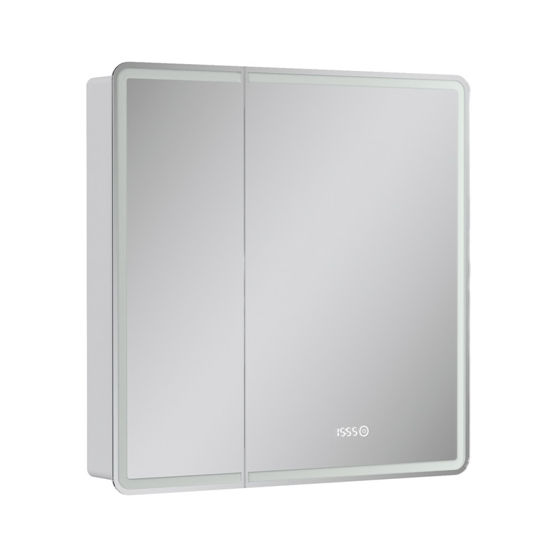 Зеркальный шкаф EQUIL Nice LED 80 с часами белый Зеркальный шкаф EQUIL Nice LED 80 с часами белый