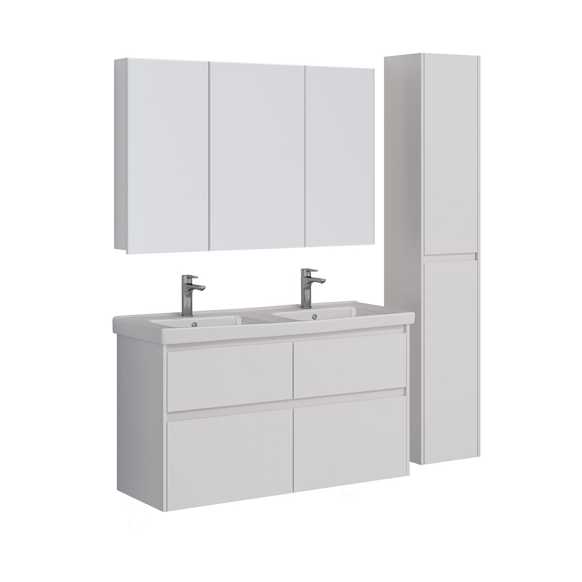 Тумба Lemark COMBI 125 см под 2 раковины, подвесная/напольная,4 ящика, цвет корпуса, фасада: Белый г