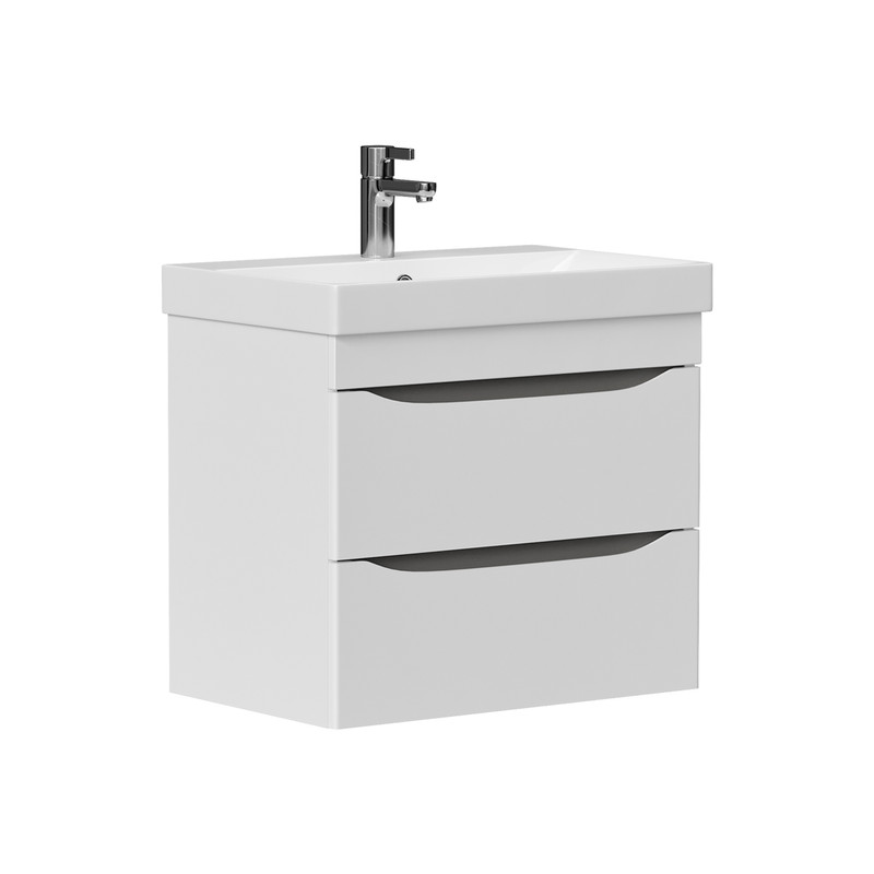 Тумба Lake 70, подвесная 2 ящ., белый/серый оникс (под раковину 9696-70), VOLNA