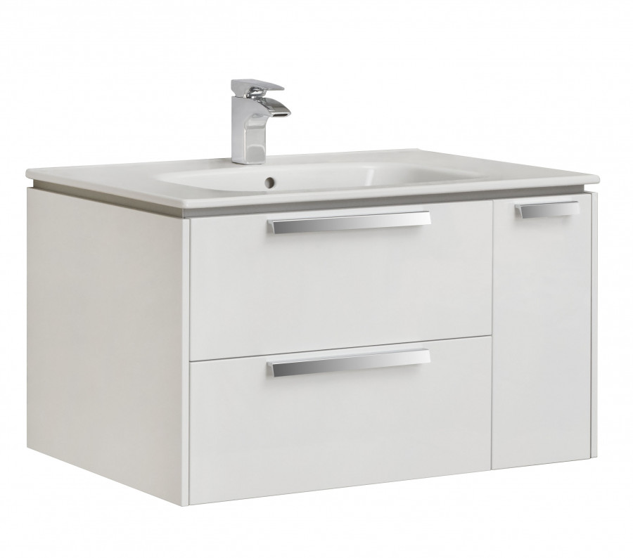 LAGO Тумба под раковину VICTORIA 80, белый глянец, ROCA