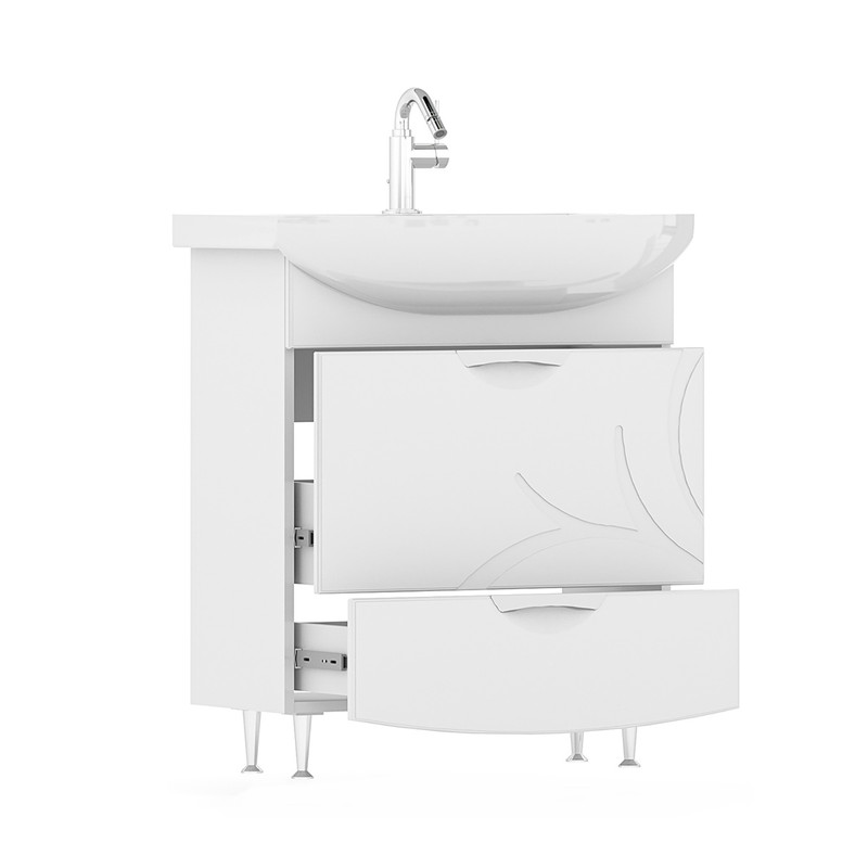 Тумба Adel 70, напольная, 2 ящ., белая (под раковину Балтика 70), VOLNA