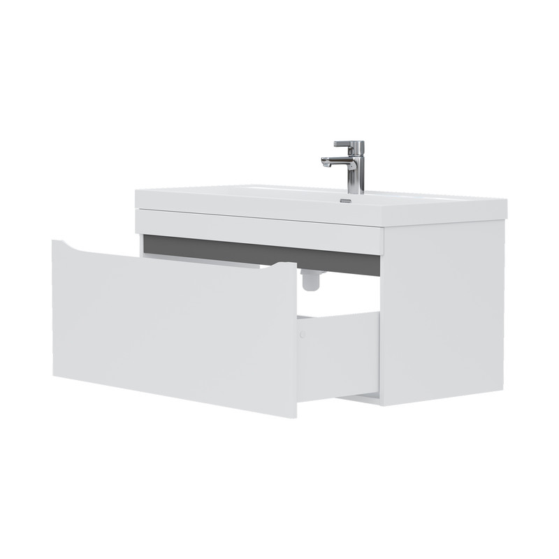 Тумба Prime 100, подвесная, 1 ящ., белый/темно-серый (под раковину 78857(100), VOLNA