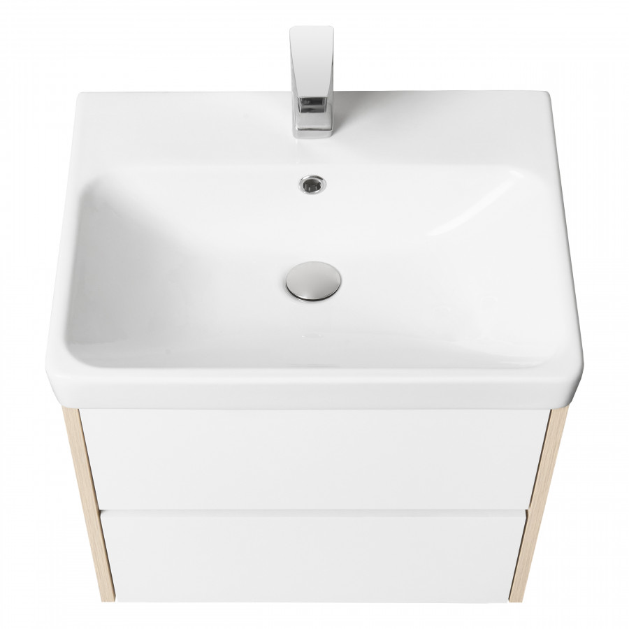 Тумба СКАНДИ 70, белая, дуб верона (под раковину АДРИАНА 70) 