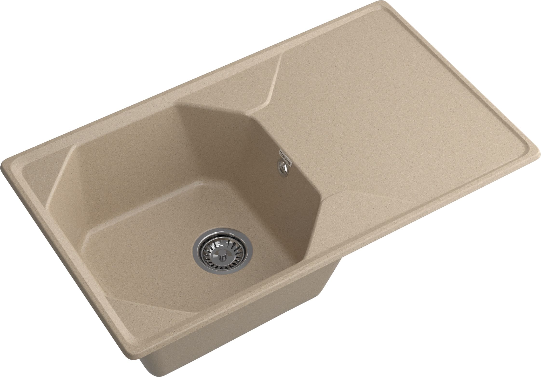 GRANFEST Мойка композит UNIQUE, GF-U-840L, чаш+кр 840*500, песочный