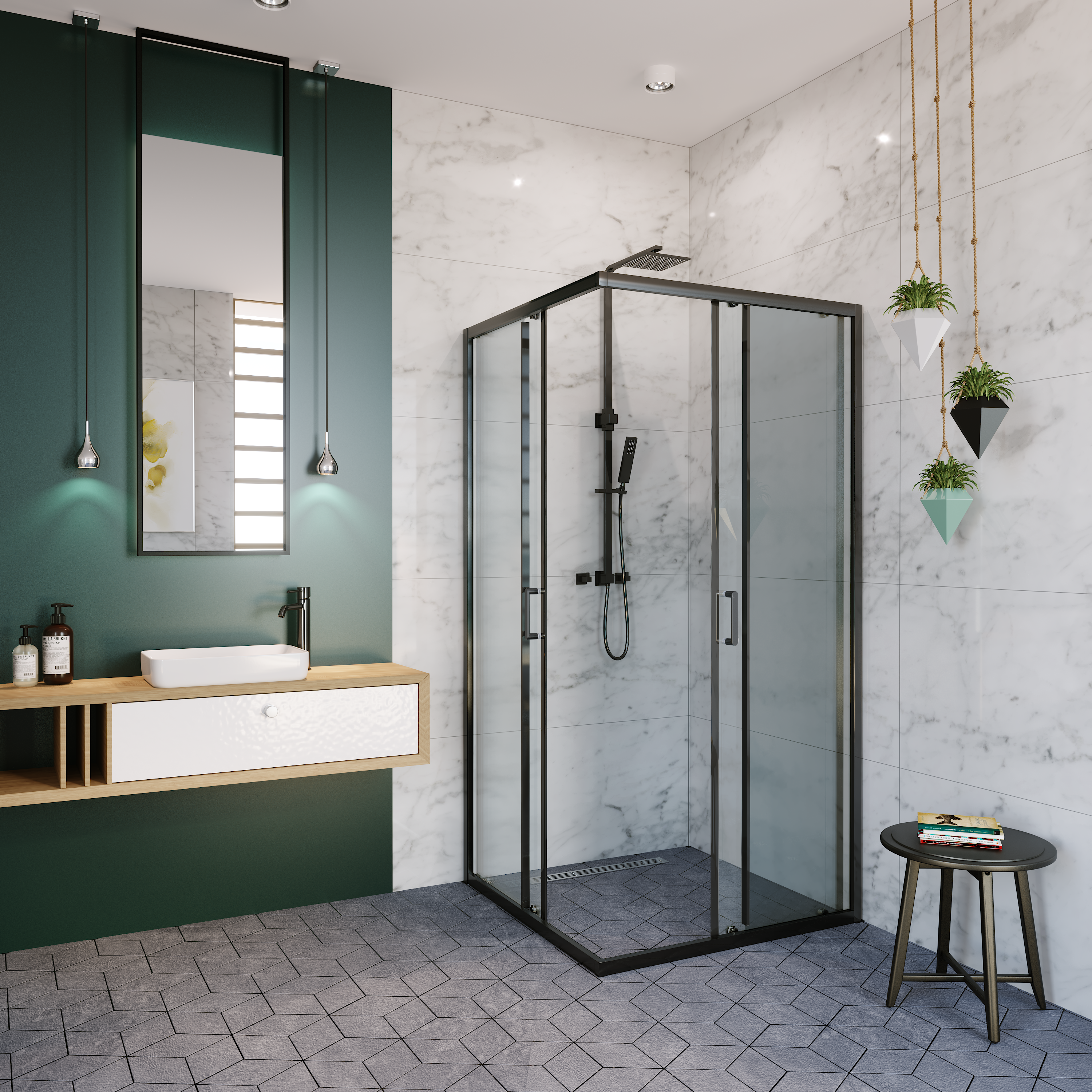 Душевой уголок ALEX BAITLER 1 серия AB14100B1 прозрачное стекло