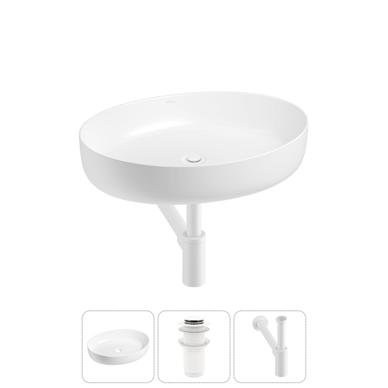 Накладная раковина для ванной комнаты Wellsee Belle Spa 3.0 20212668R в наборе 3 в 1: раковина белый