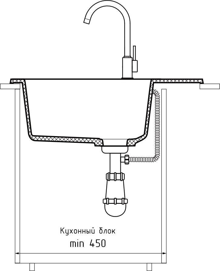 GRANFEST Мойка композит RONDO GF-R--580L  чаша с крылом 579*445мм  песочный арт.GF-