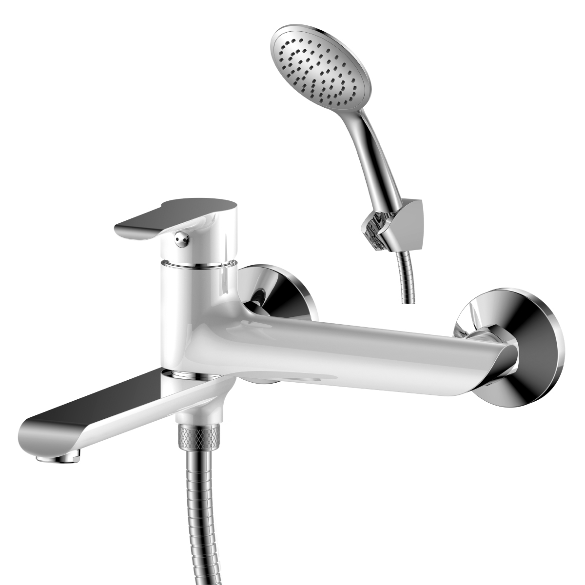 W35 Смеситель для ванны, плоск.пов.излив 170мм, р/ОД, хром/белый, ROS, W35-33