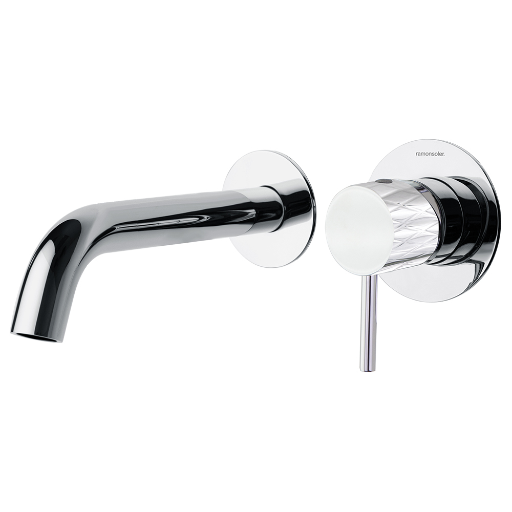 Встраиваемый однорычажный смеситель для раковины на раздельных пластинах с длинным изливом 240 мм OD