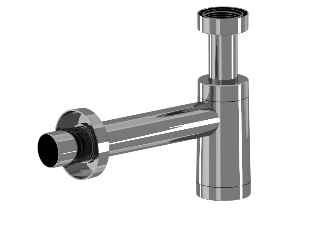 Сифон бутылочный АНИ Пласт, с переходной трубкой D40, пластиковый корпус, металлизированный, BRB1004M