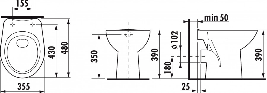 ZETA Унитаз напольный (свободностоящий), горизонтальный выпуск JIKA ZETA Унитаз напольный (свободностоящий), горизонтальный выпуск JIKA