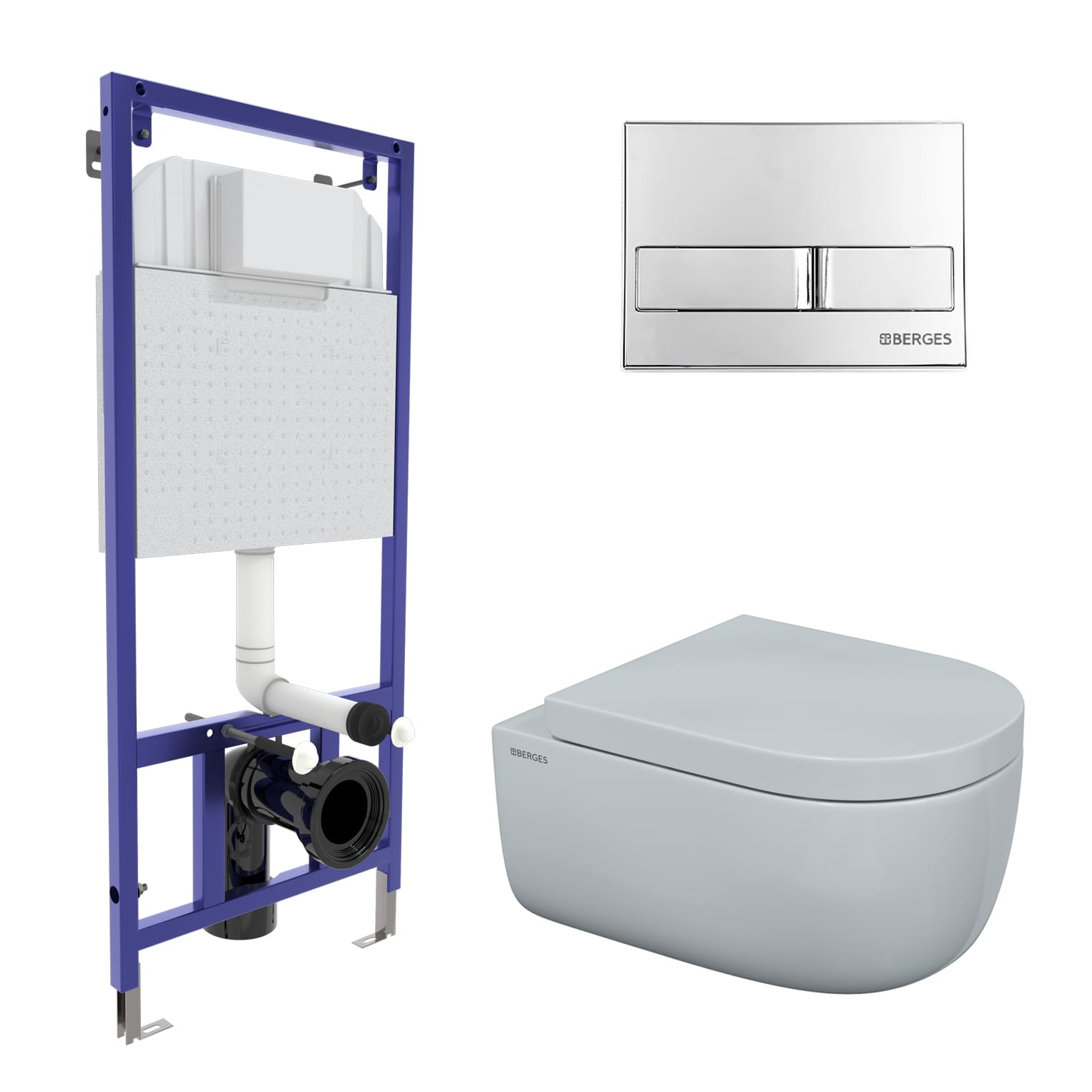 Комплект для монтажа  подвесного унитаза: инсталляция NOVUM525, кнопка L3 хром глянец, унитаз EGO XL