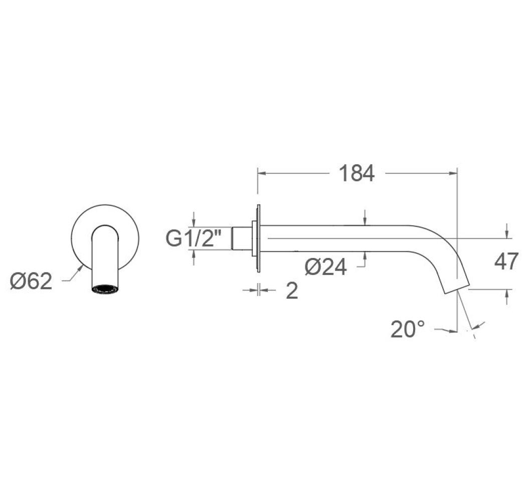 Излив для ванны 19см 16802NC никель